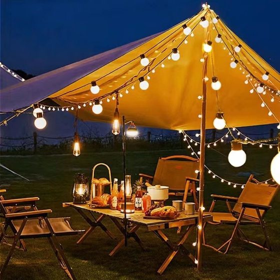 Outdoor camping atmosphere light solar G50 bulb light string outdoor waterproof canopy tent courtyard decoration wholesale