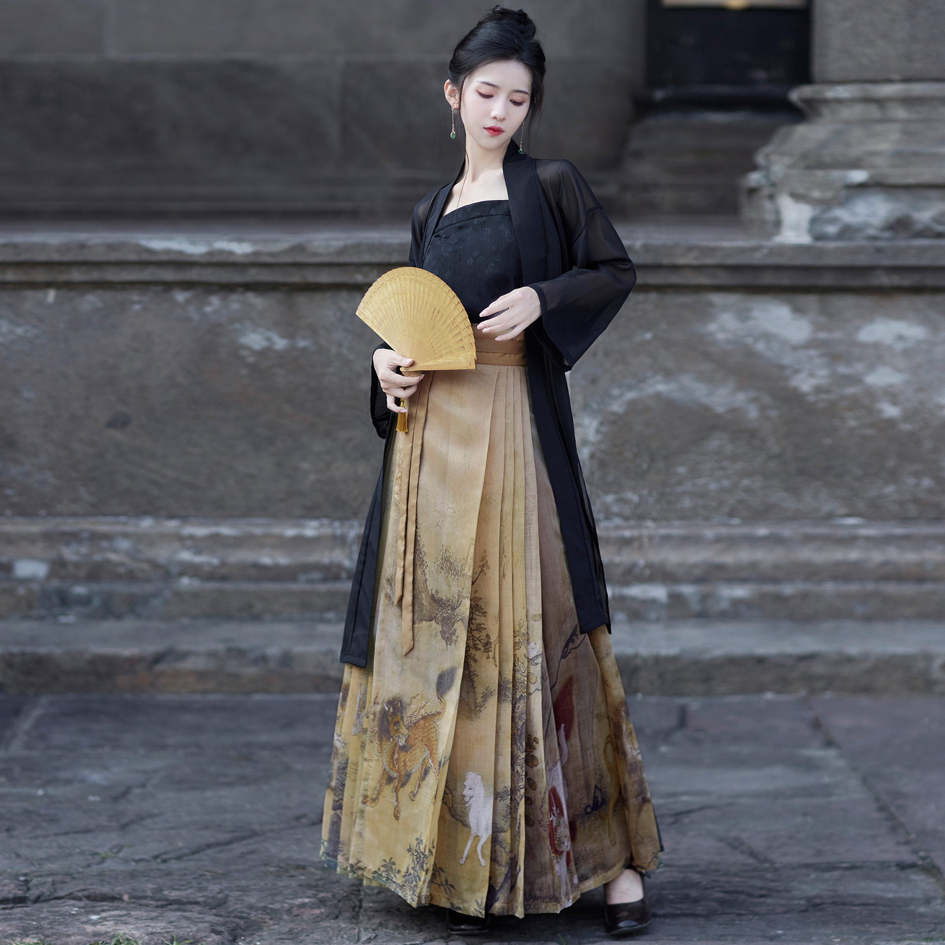 Summer New Shanhaijing Horse Face Skirt Women's Shown Adult Hanfu Cardigan Sling Daily Chinese Elements Daily suit