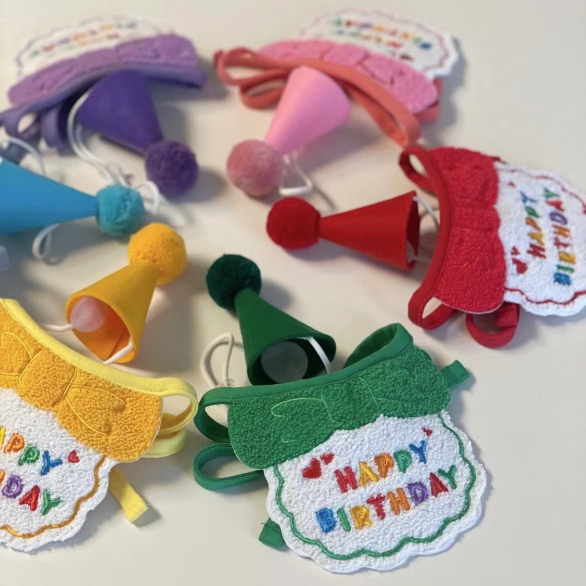 Korean dog dog Party Birthday Hat Bib dog Cat Pet Slippery Bag Slippery Towel Bichon Pet