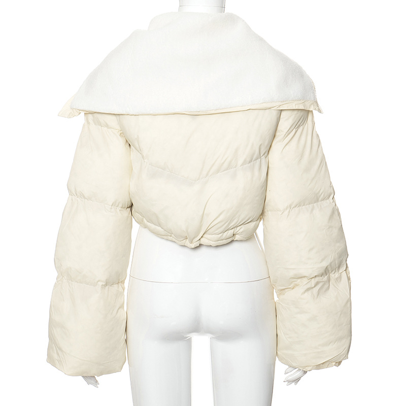 Q22TP392 European and American women's clothing 2022 autumn and winter New Fashion solid color embroidery North American small stand collar casual cot_voghion.com