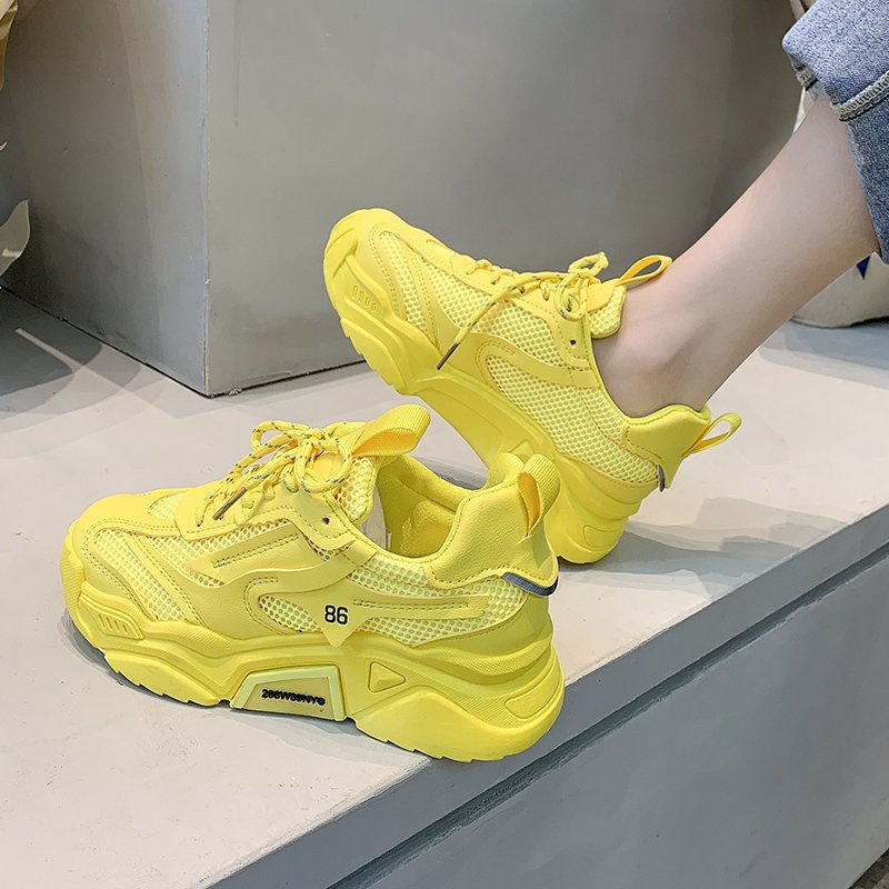 Torre Shoes Women's 2021 New Thick Bottom Increased Sneakers Women's Internet Trendy Candy Color ins Elegant Goddess Style