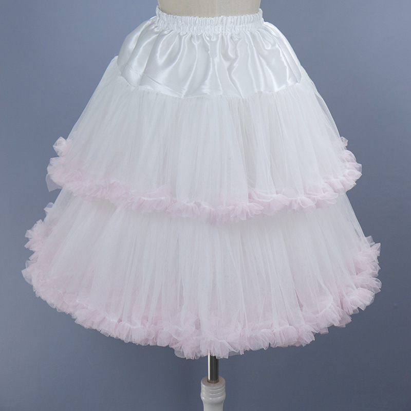 Pink multi-layer lolita cotton candy cloud skirt support half-length pettiskirt cross-border foreign trade exclusive for lolita skirt support