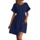 2024 Amazon European and American cross-border women's clothing foreign trade independent station New elegant round neck loose cotton and linen dress women