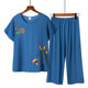 New Mom Pajamas Women's Summer Cotton and Linen Short-sleeved Two-piece Suit Summer Thin Grandma's Home Clothes Outer Wear