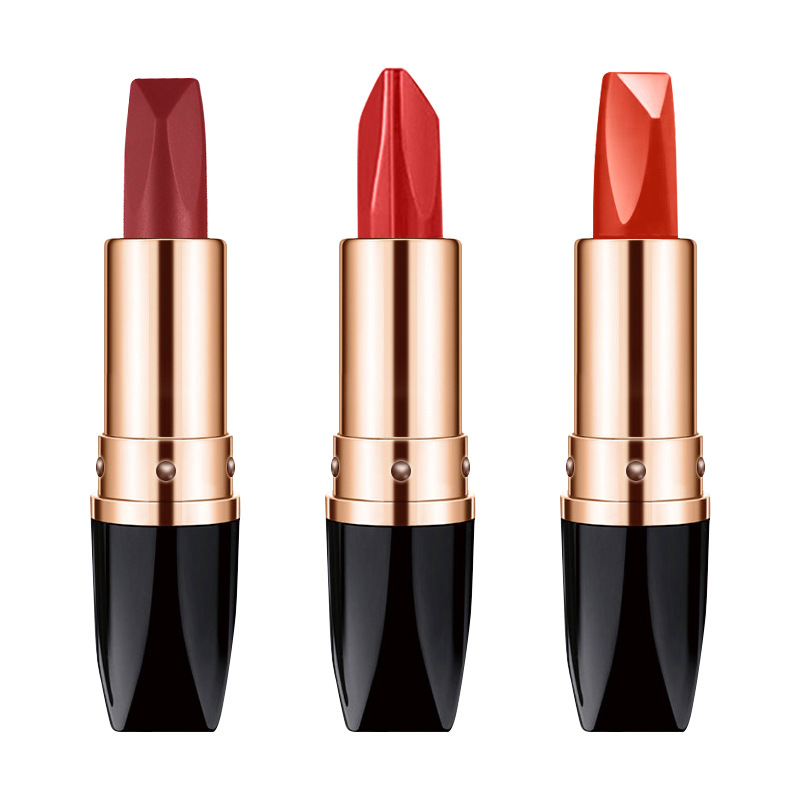 Lessxcoco black diamond matte matte tricolor lipstick does not take off makeup does not stick cup white lipstick makeup lipstick