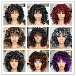Independent station new European and American cross-border wig high temperature silk winding stick African small roll fluffy chemical fiber head cover manufacturer in stock