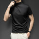 Amazon Four Seasons Men's Crewneck Half-high Collar Short-sleeved T-shirt New Solid Color Slim-fit Teenager Middle Collar Base Top