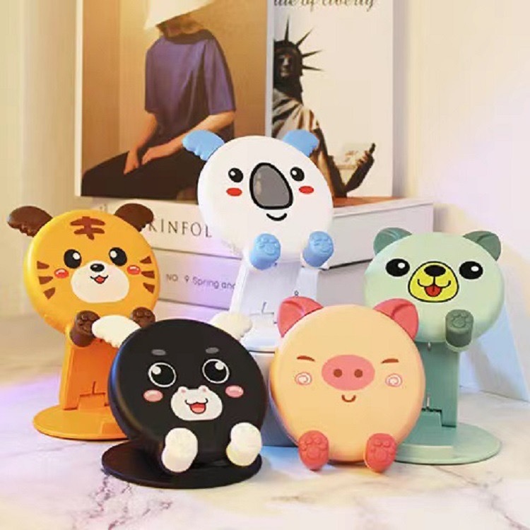 Wholesale cartoon internet red version cute mobile phone desktop bracket chase drama folding lifting mobile phone tablet cute bracket