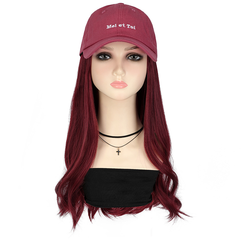 One-piece wig cap letter peaked cap breathable natural all-match internet celebrity popular natural lazy white one-piece delivery