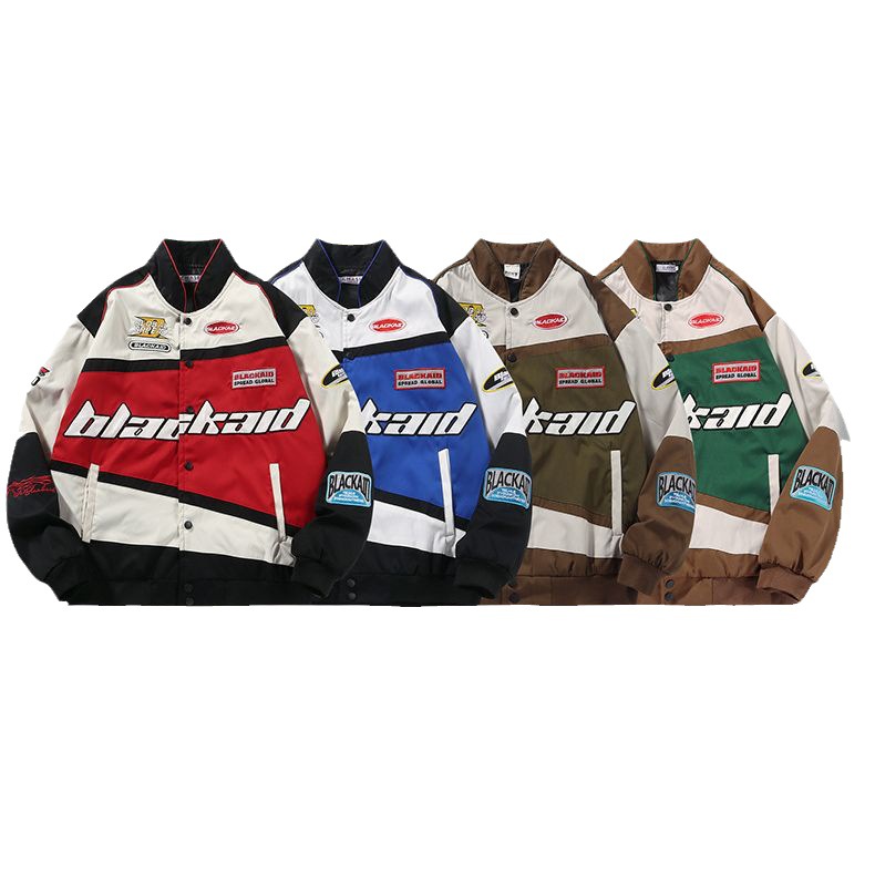 American-style fully embroidered vintage racing jacket men's and women's European and American I fashion brand fried street motorcycle jacket autumn and winter baseball uniform