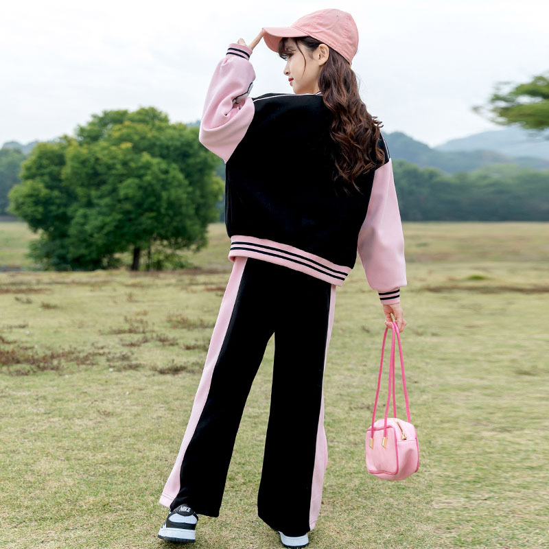 2024 spring children's clothing new girls clothes big children's suit two-piece baseball uniform sports coat wholesale