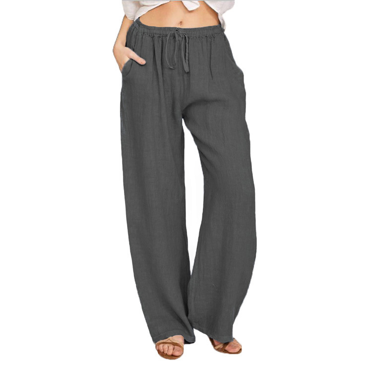Cross-border women's clothing 2023 new European and American Amazon eBay European and American plus size loose cotton and linen casual trousers for women