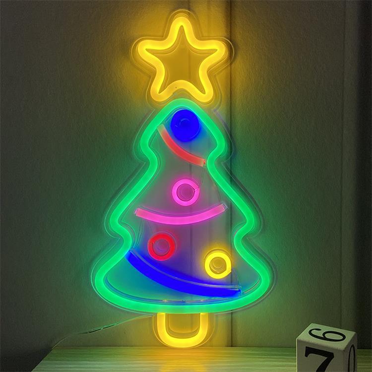 led neon backboard Christmas tree transparent acrylic neon Christmas tree decoration ornaments holiday lights