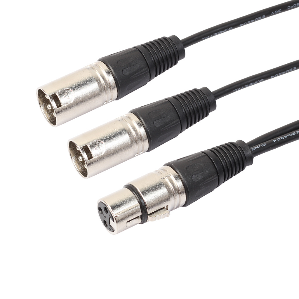 In stock, the silver plug can be fixed for one and two XLR two male and one female audio microphone adapter