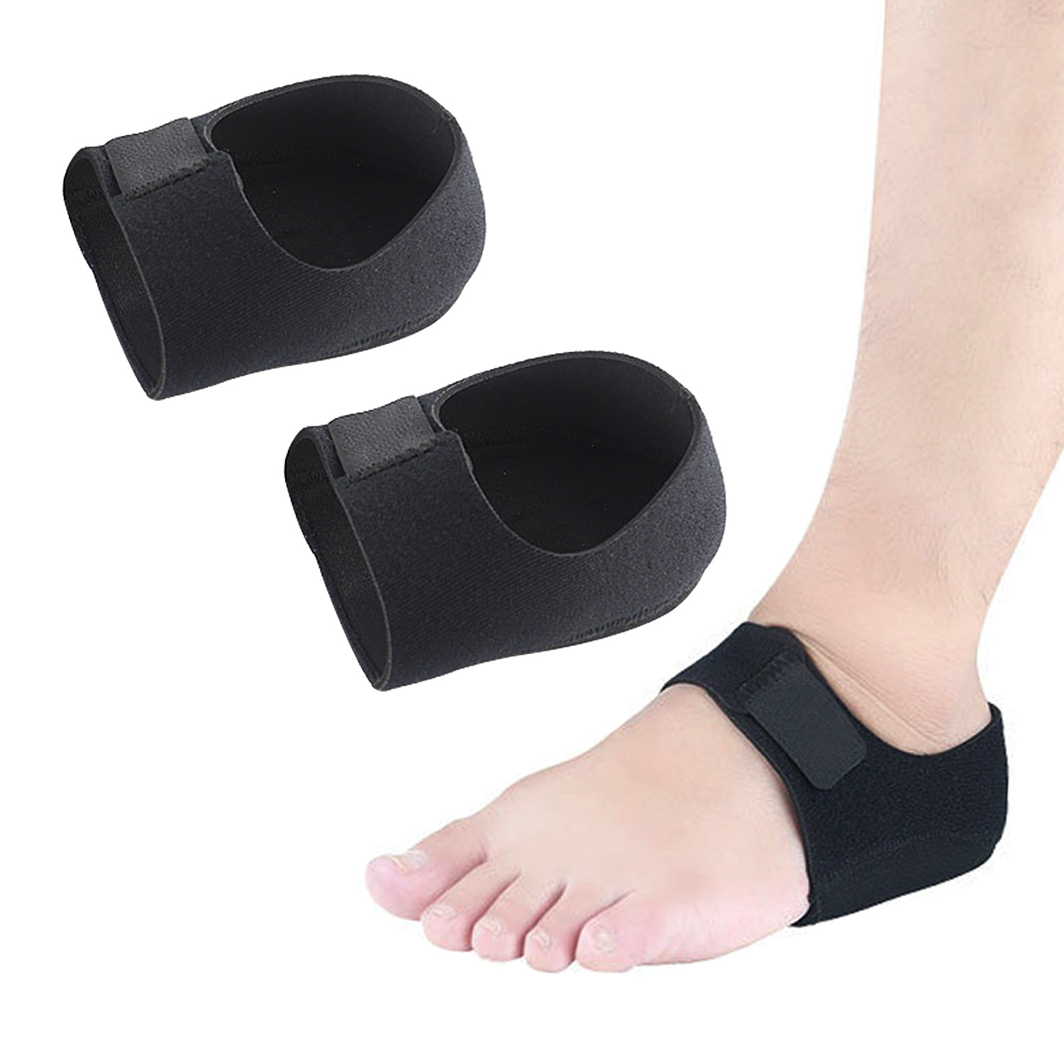 Silicone Heel Sleeve Pressure Relief Pain Relief Velcro Heel Sleeve Adjustable Gel Protection Socks