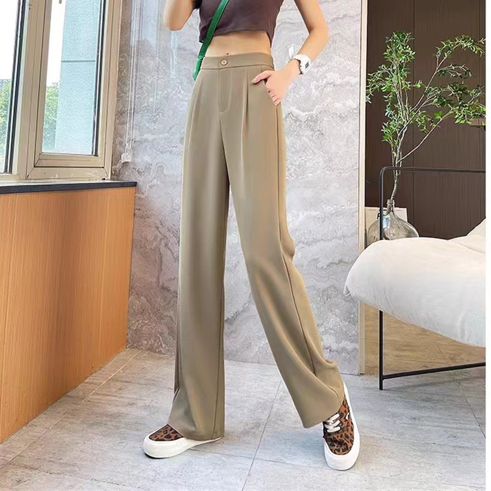 スーツのワイドパンツの女性春秋夏2023新型高腰垂直感ストレートで高級感があります。|undefined
