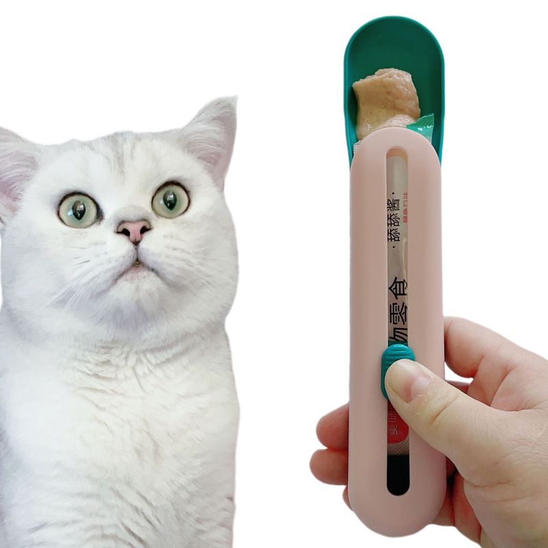 新しい爆発スタイルキャットフードスプーンフィーダーペット猫用品食品スクイーザー子猫給餌器具計量スプーン|undefined