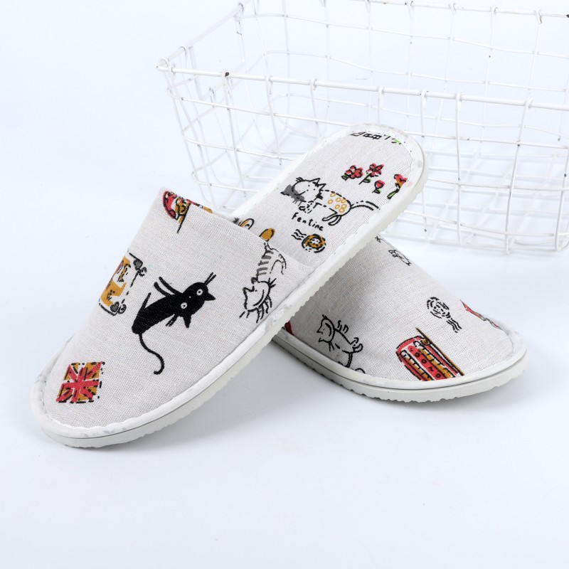Factory supply disposable cartoon printed cloth slippers hotel hotel inn home hospitality thick bottom wholesale