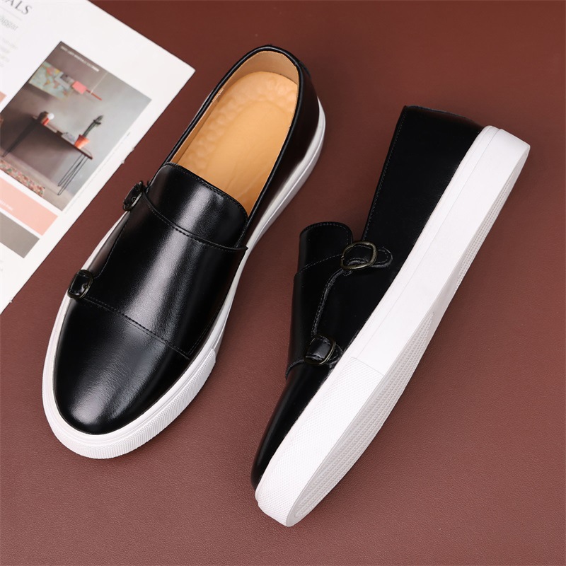 2023 Summer New Men's Slip-on Loafers Korean Style Fashionable All-match Casual British Leather Lazy Shoes Breathable