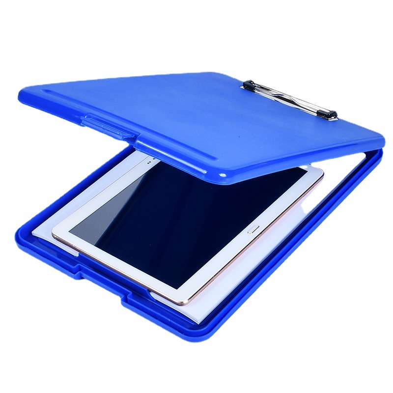 Factory wholesale file box with Pen slot A4 writing tablet clip file file box with storage box board clip printable