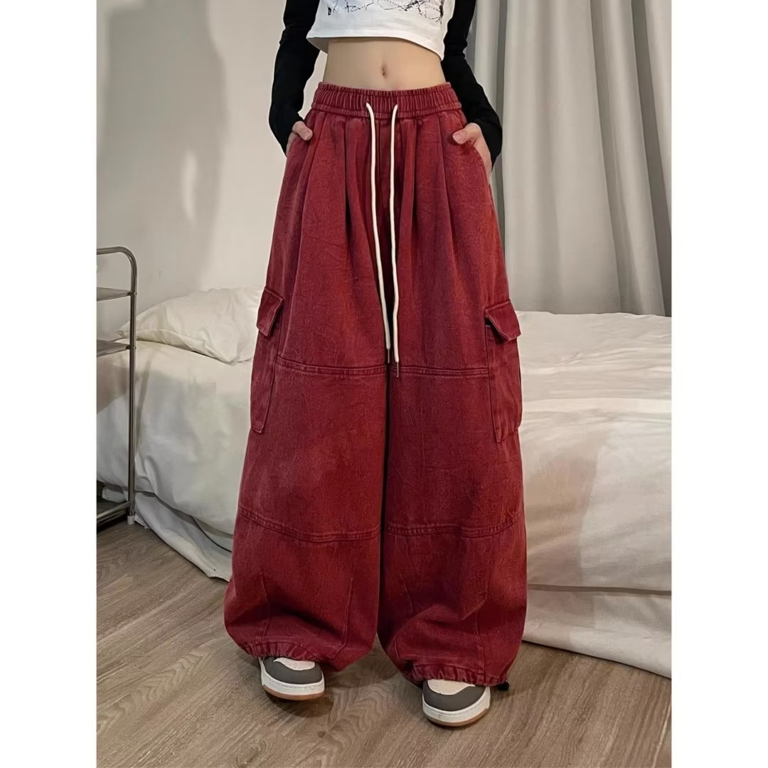 Cool Pull Girl American Retro Crowd Pants Women's Spring New Wide Leg Pants Loose Casual Trendy Trousers for Women