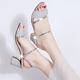 Fish Mouth Sandals Women's Chunky Heel High Heel 2023 Summer New Korean Style Women's Shoes Fashion Rhinestone Women's Sandals