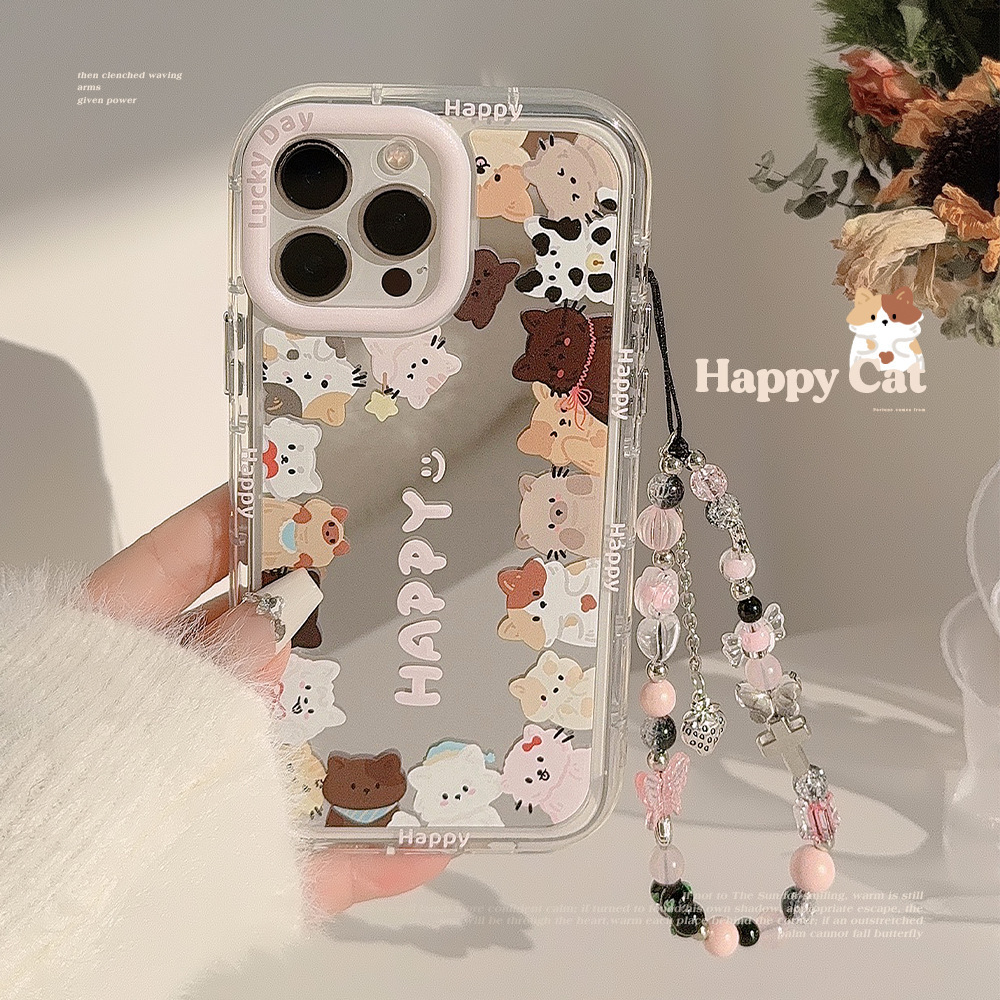 帶掛繩鏡面ins貓咪適用14Pro Max蘋果15手機殼iPhone13韓風12可愛