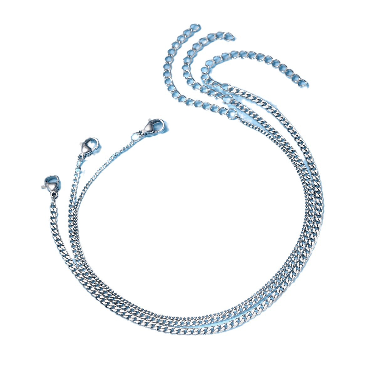 ins style hip hop stacked stainless steel flat chain bracelet men and women sweet cool non-rust Cuban chain bracelet_voghion.com