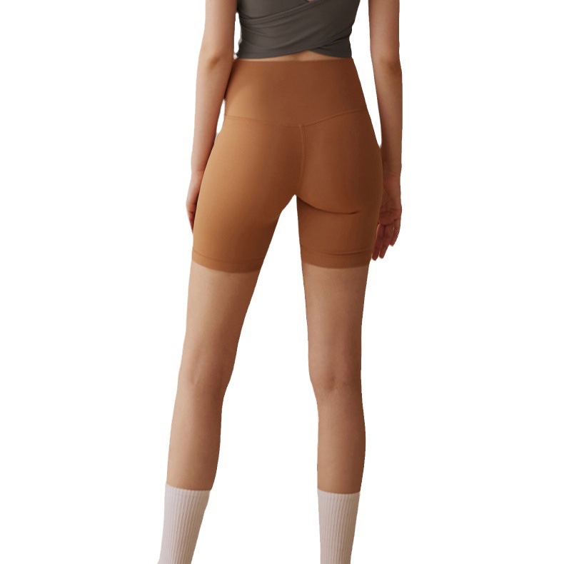 Lulu Yoga Shorts Sanding Sports Pants Women's Tight Riding Pants High Waist Peach Hip Fitness Pants