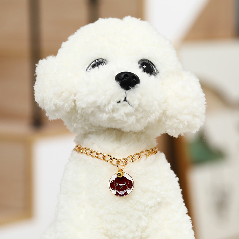 Dog cute tag cat necklace aluminum chain alloy Japanese electric gold-plated non-fading with small Bell