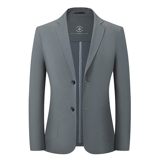 Waffluged Sunscreen Suit Non-ironing Ice Silk Suit Summer Jacket Ultra-thin High-elasticity Men's Casual Dress