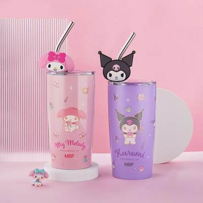 Explosive Foreign Trade Cross-border Insulation Water Cup Women's Cute Cold Cup Children's Stainless Steel Straight Drink Cartoon Suction Cup