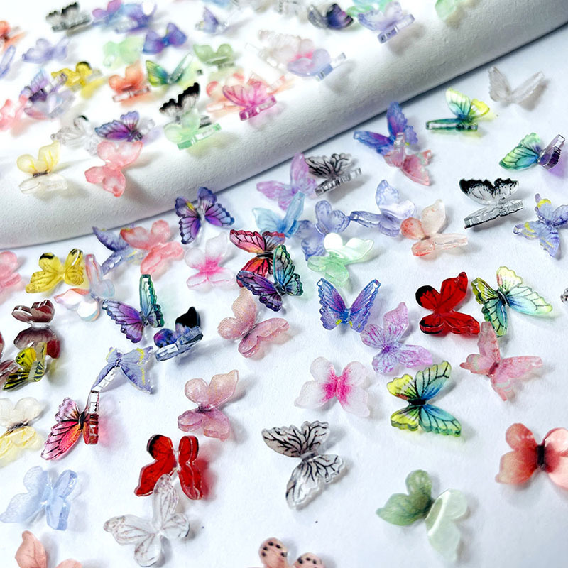 Nail Art Three-dimensional Butterfly Jewelry Three-dimensional Painted Cartoon Magic Color DIY Color Mixed Nail Jewelry