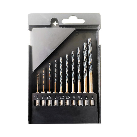 13-piece set of hexagonal shank stainless steel drill 4341 high speed steel black and yellow two-color twist drill 1.5-6.5 set