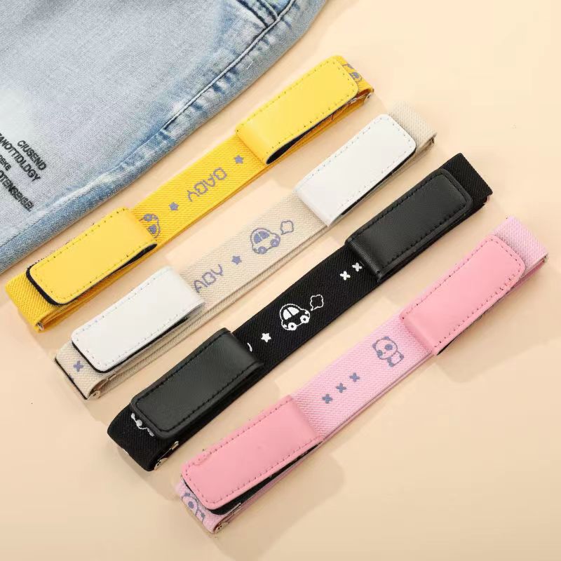 Children's lazy belt fashion Youth student belt children's elastic belt cartoon pattern primary school student pants bag