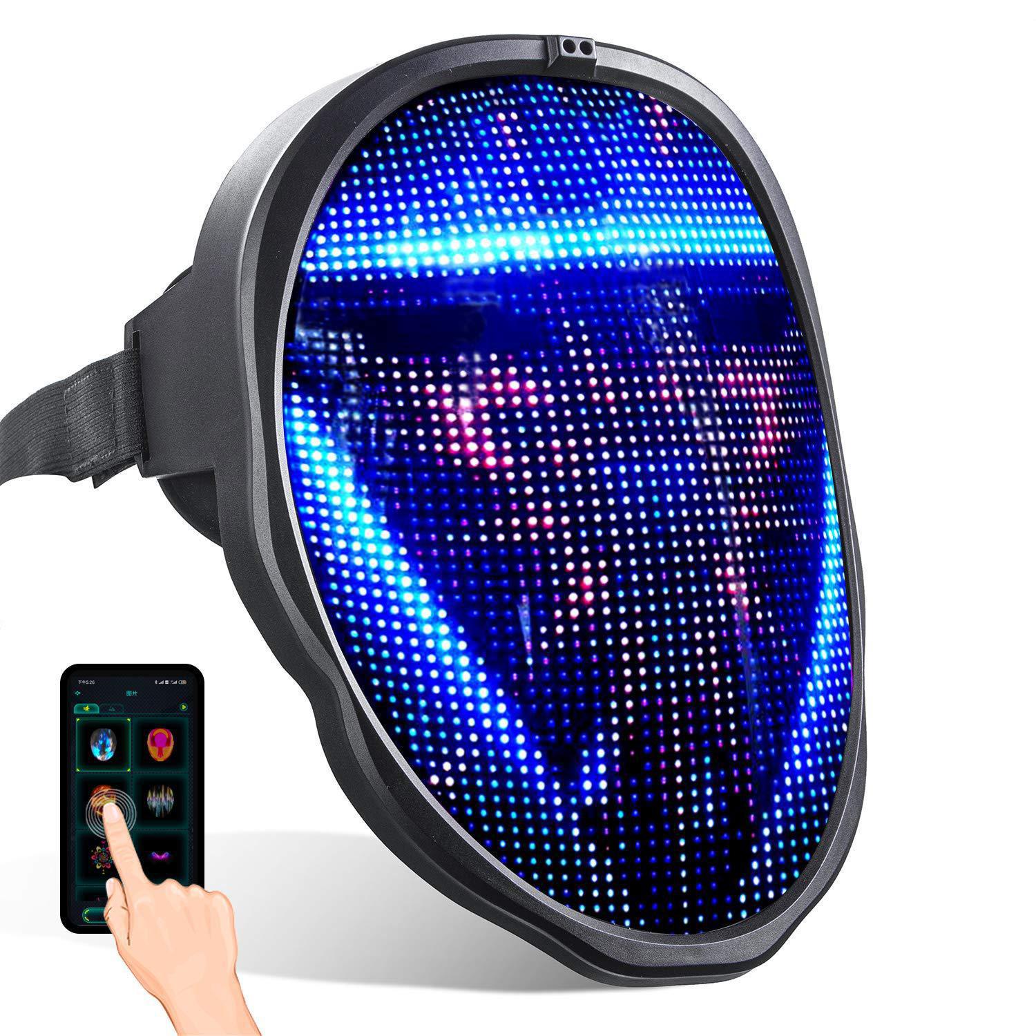 Hot sale Led luminous mask APP full color editing Halloween mask party ball decoration atmosphere 
props