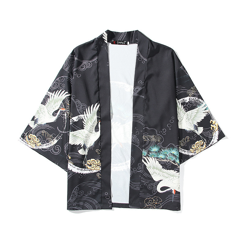 2021 New Ukiyo 3D Digital Color Printing Taoist Robe Cloak 3D Printing Kimono Cloak Feather Woven