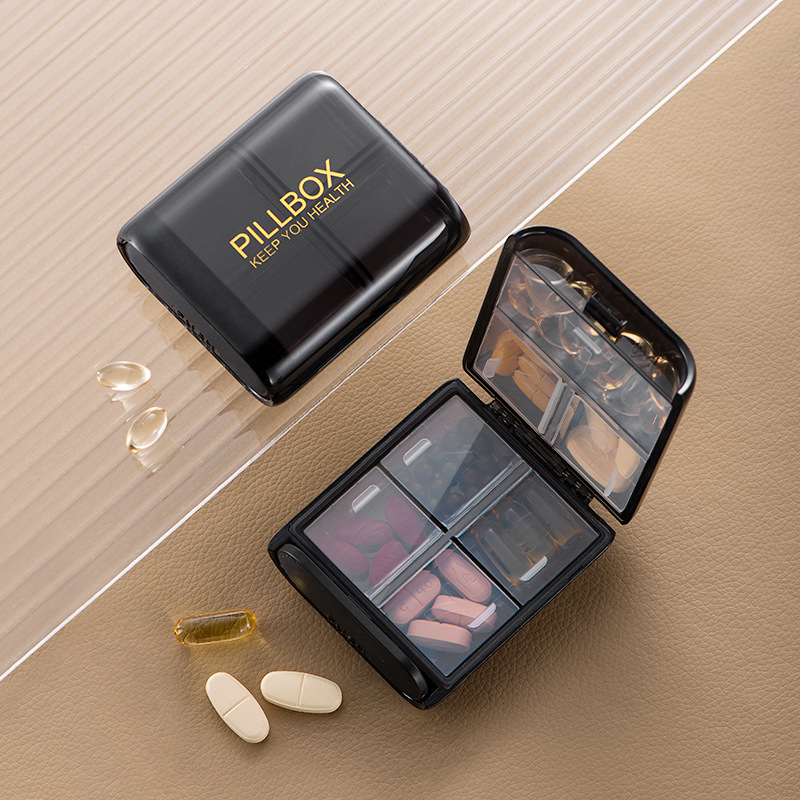 Self-designed portable double-layer medicine box sub-packaging small mini portable large-capacity medicine box tablet sub-packaging box
