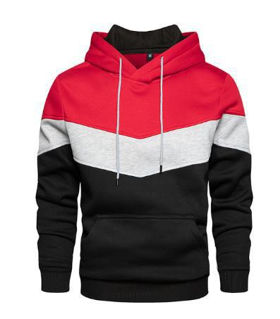 Autumn and Winter Blue Street Casual Sports Sweater Loose Side Slit Pocket Color Matching Youth Hooded Sweater