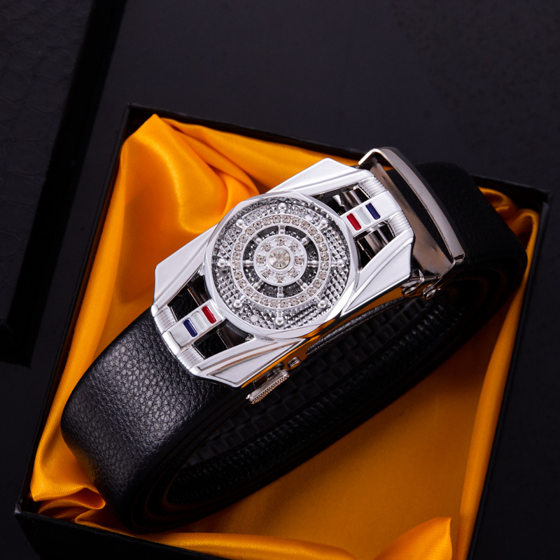 Diamond-encrusted time-to-time operation Belt Men's automatic buckle trembles live explosion casual Joker business Belt manufacturers_voghion.com