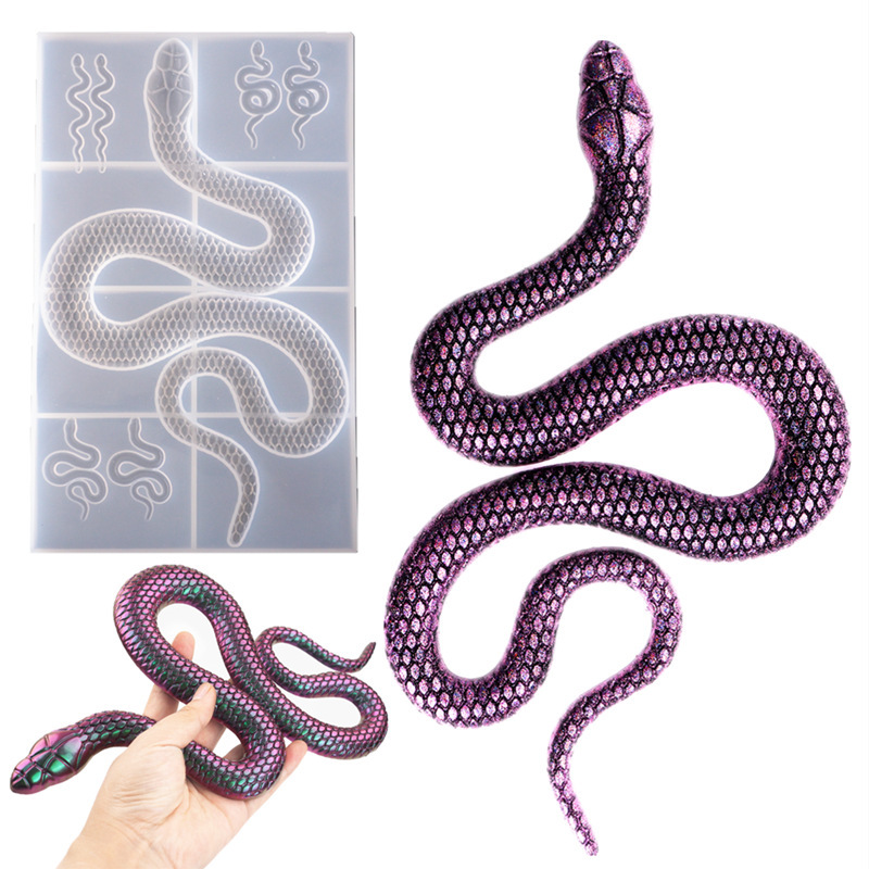 diy Crystal epoxy resin large snake mirror silicone mold decorative mold decoration mold Cobra mold
