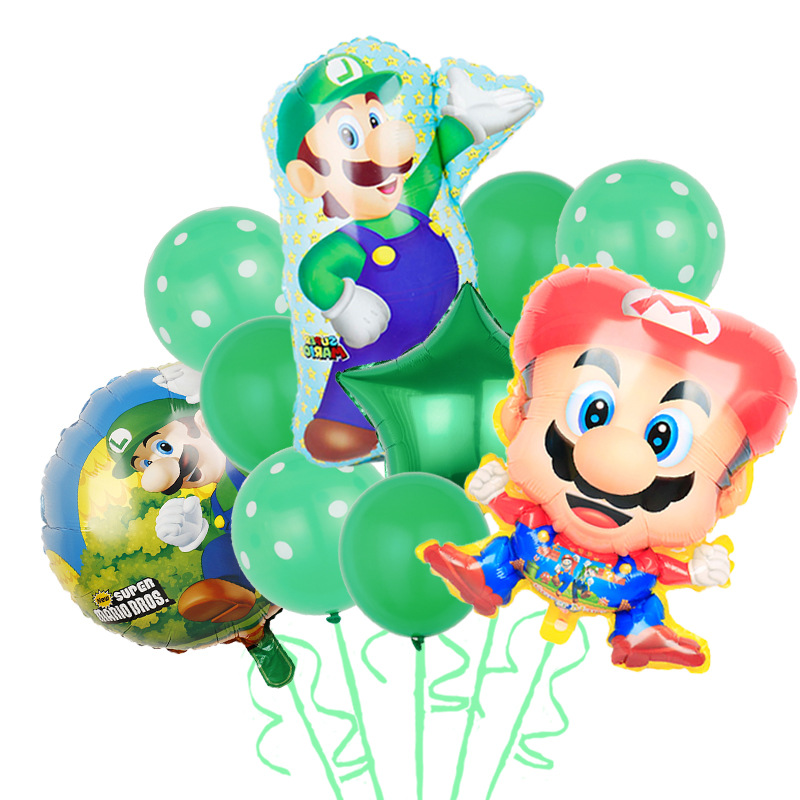 Cross-border Mario aluminum balloon modeling Mario theme birthday game toy layout party decoration aluminum foil