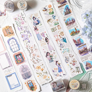 Mo Mo PET white ink tape travel meaning series INS hand account DIY material decorative loop stickers 6