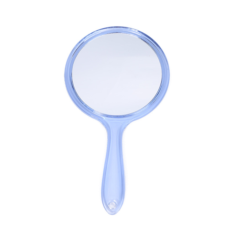 Wholesale girls' dormitory simple makeup mirror carry-on mini dressing mirror round glass single-sided handle mirror