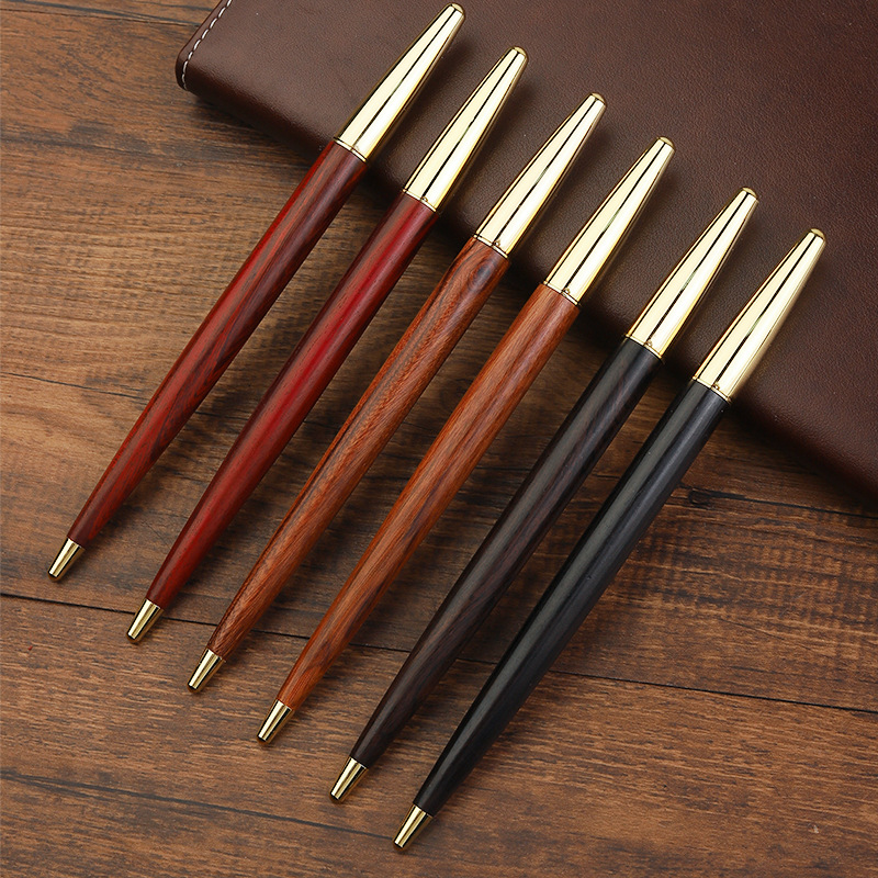 Vintage Wood Sandalwood Pen Brass Calligraphy Neutral Water Pen Hand-painted Sign Pen Gift Collection logo