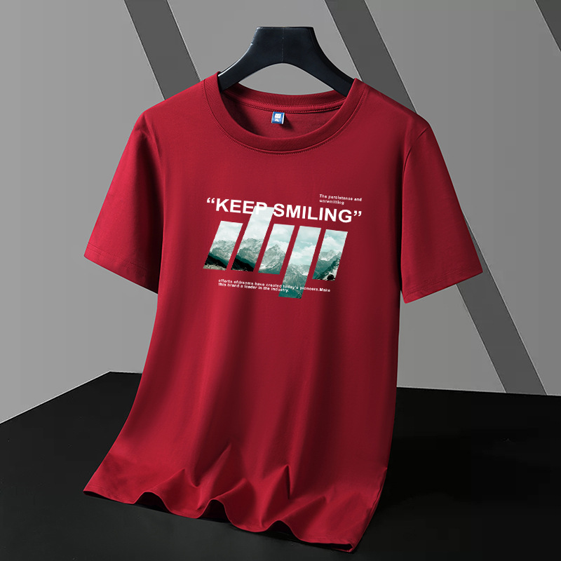 Modal Ice Silk Cotton Short-sleeved T-shirt Men's Crew Neck Top Fashionable Summer Ice Sense Students Half-sleeved Large Size Base Shirt
