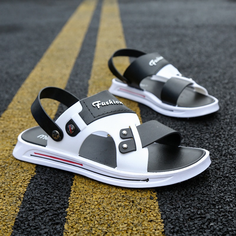 Summer sandals men's fashionable slippers dual-use outdoor wear non-slip fashionable plastic all-match adult student beach casual sandals