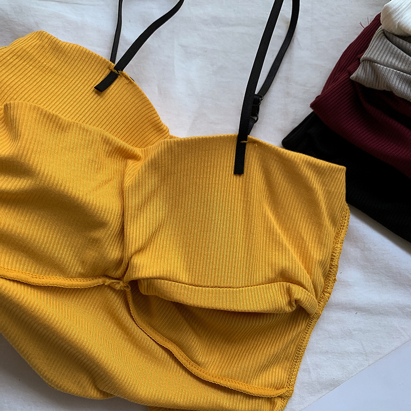 Korean style cross beautiful back wrap chest care machine sling thread cotton Women's vest base slim-fit top girly underwear