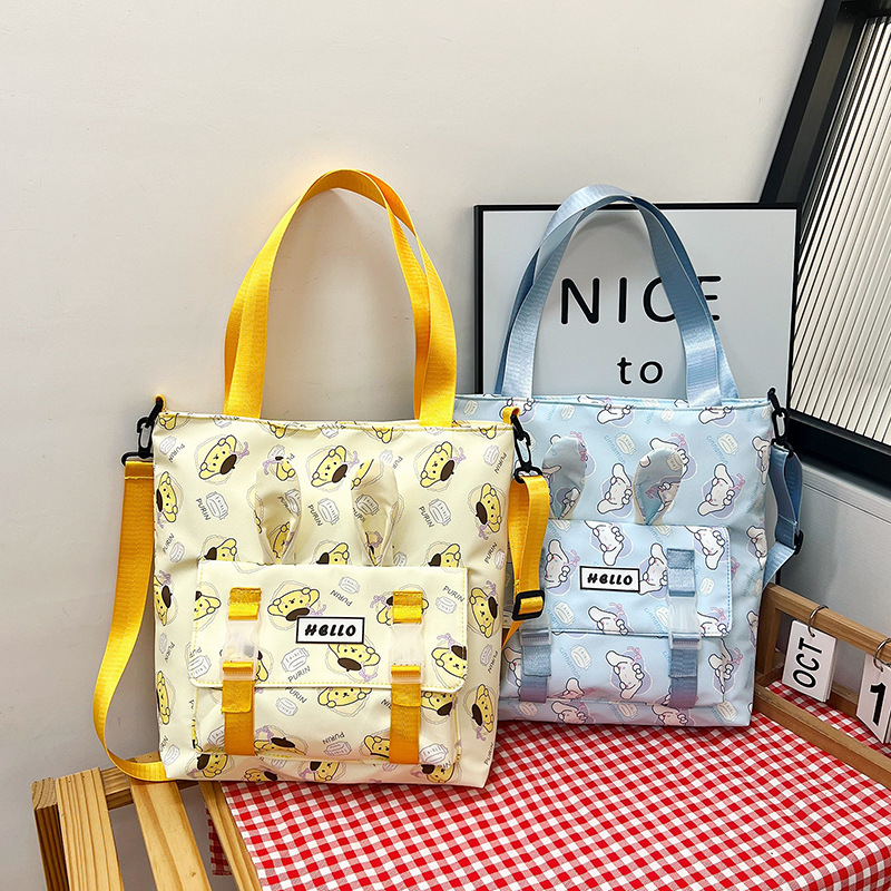 2024 New Sanrio cartoon cute one-shoulder crossbody canvas bag for students in school season large capacity make-up bag fashion