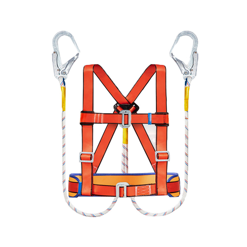 Hexin national standard polyester double hook safety belt half-body waist protection safety rope rock climbing construction anti-fall safety belt